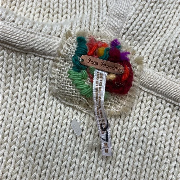 Free people Crochet Sweater Cream Floral Knit Sweater with Colorful Accents - Picture 4 of 5